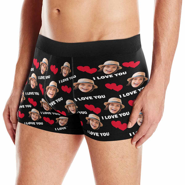 Personalized Underwear Custom Face Love You Boxer Briefs For Couple Valentine's Day Gift