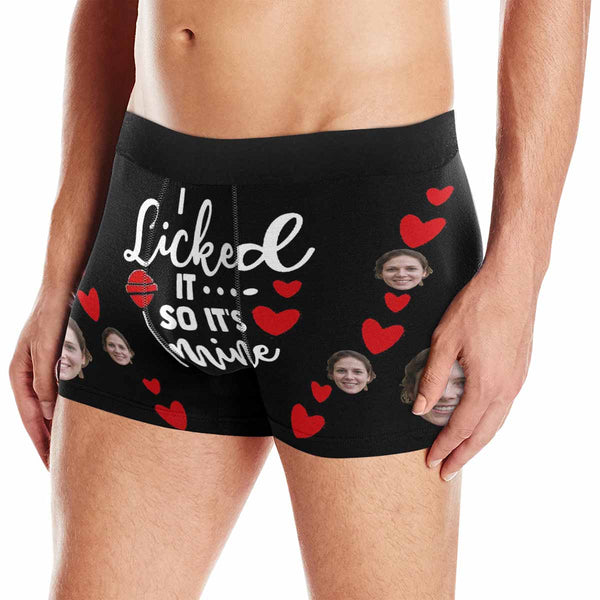 Personalized Underwear I Licked It So It's Mine Custom Face Boxer Briefs For Couple Valentine's Day Gift