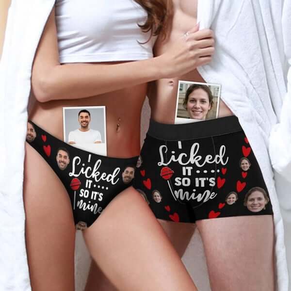 custom face i licked couple underwear matching briefs