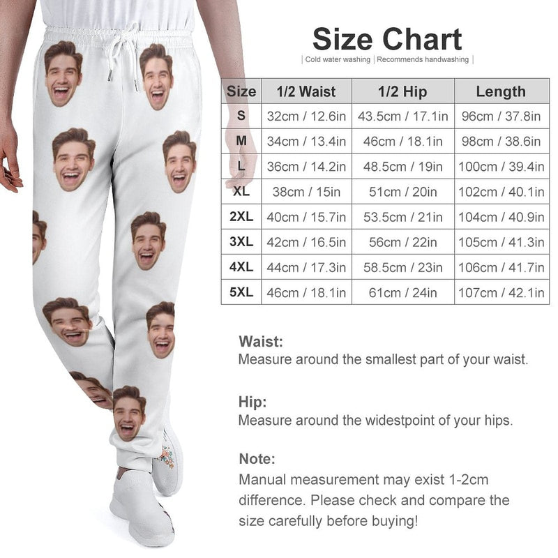 Personalized Sweatpants Casual Joggers Custom Face Multicolor Unisex Sweatpants